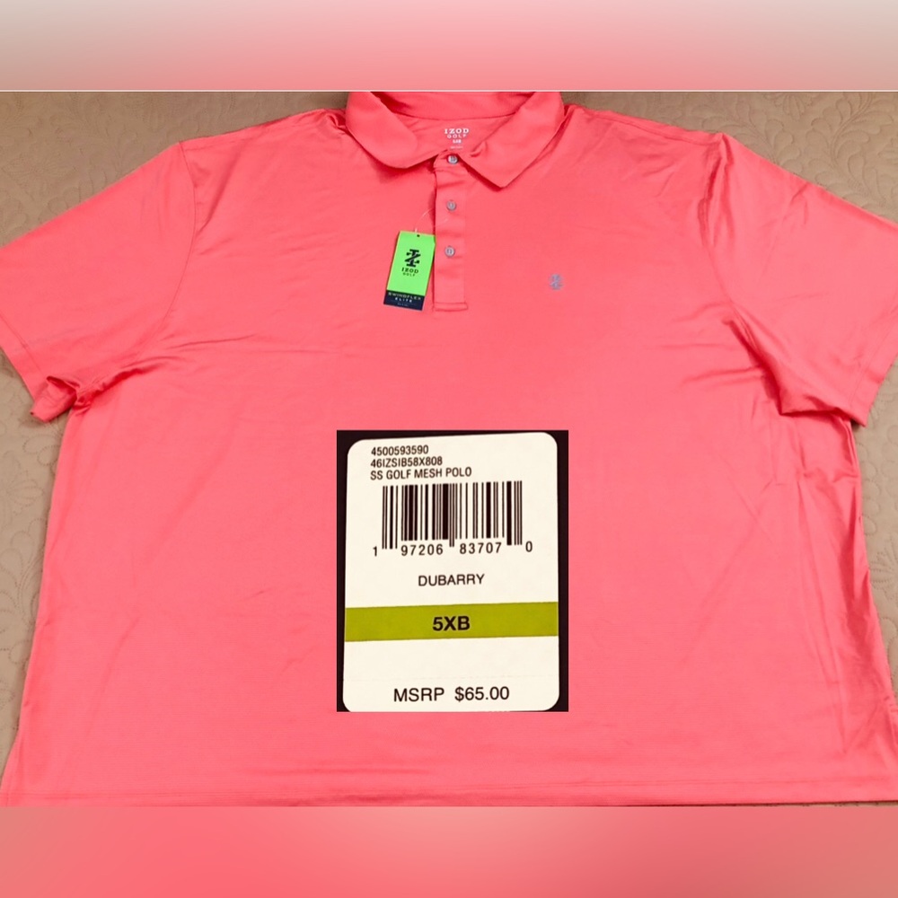 NEW..MEN BIG-5X IZOD MESH SWING FLEX GOLF POLO (DUBARRY)